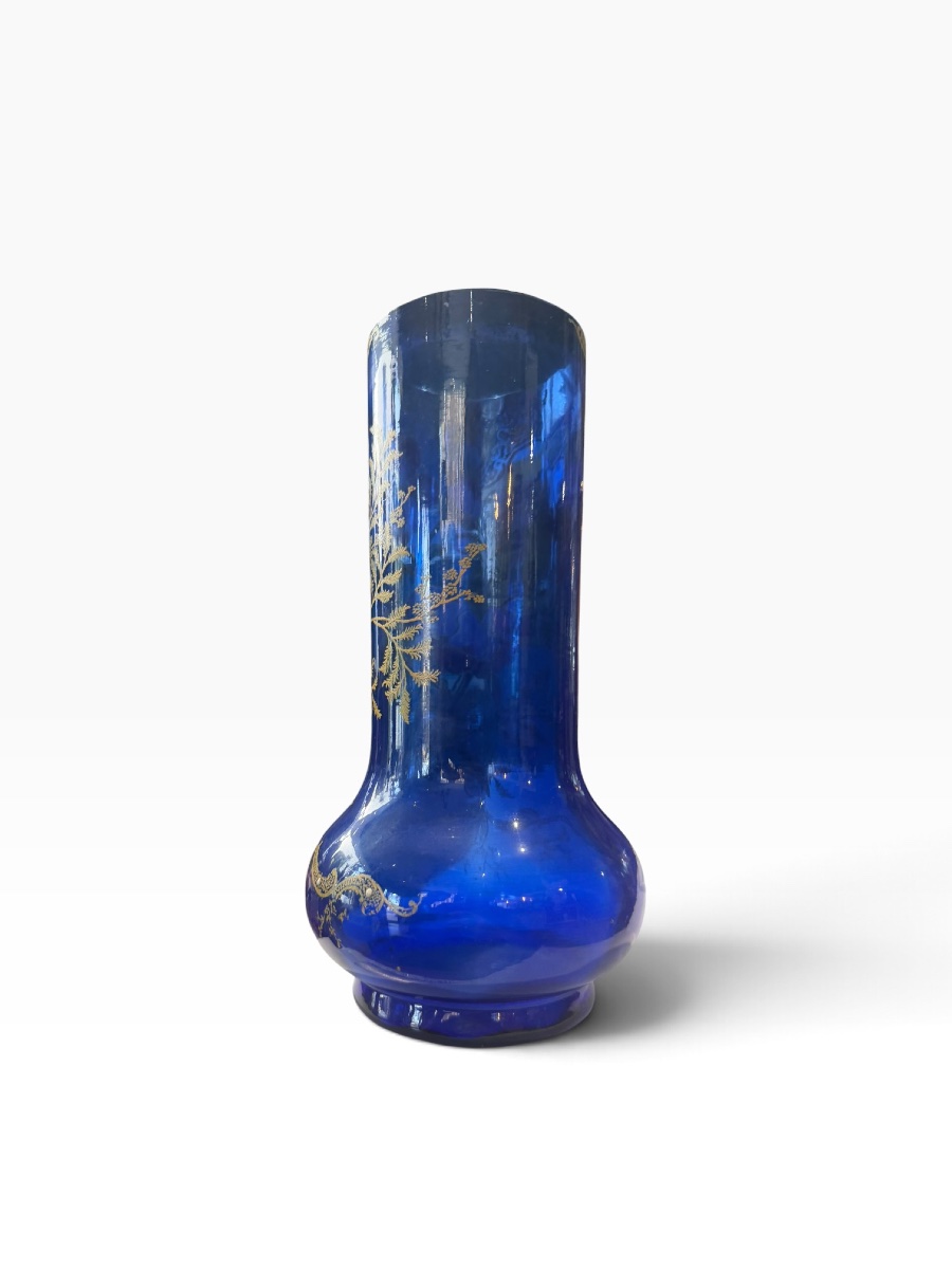 Legras Montjoye Large Enameled Vase With Blue Base-photo-5
