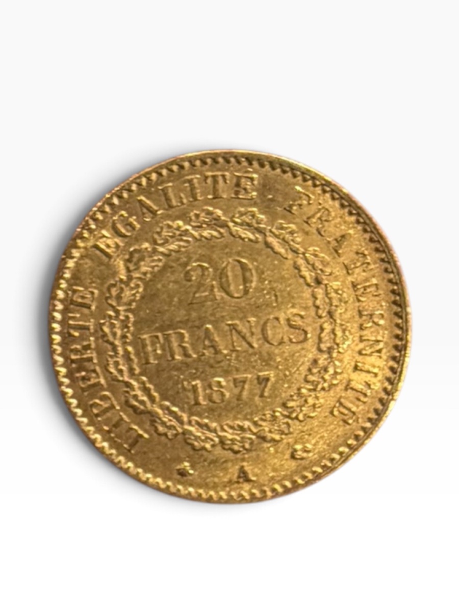 1877 20-franc Gold "genius" Coin-photo-2