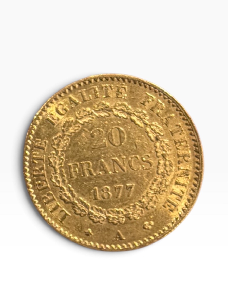 1877 20-franc Gold "genius" Coin-photo-4