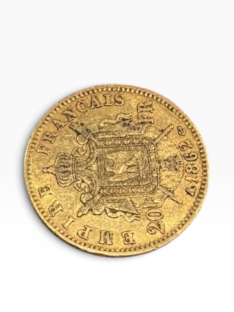1862 Napoleon III 20-franc Gold Coin-photo-4