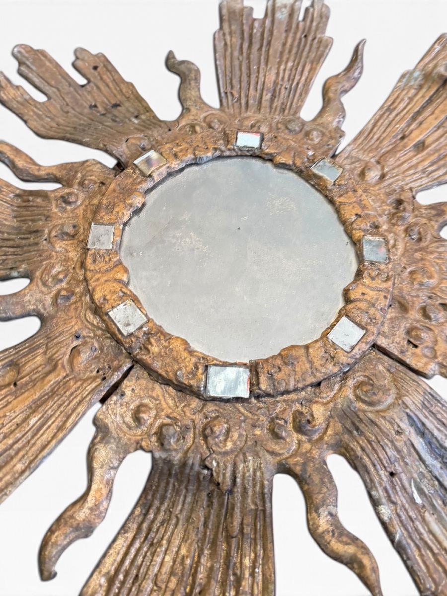 Irena Jaworska, Large "soleil" Leaded-glass Mirror-photo-4