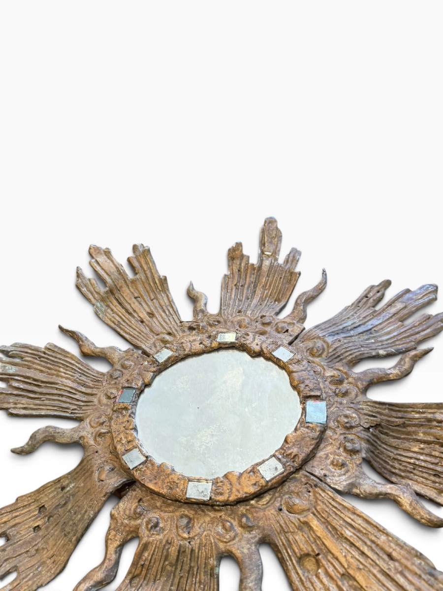 Irena Jaworska, Large "soleil" Leaded-glass Mirror-photo-5