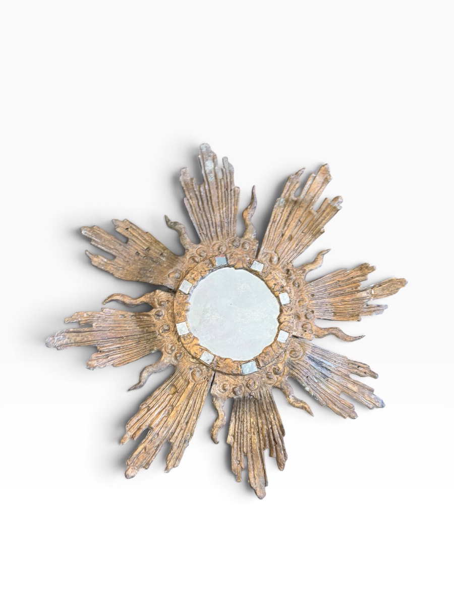 Irena Jaworska, Large "soleil" Leaded-glass Mirror