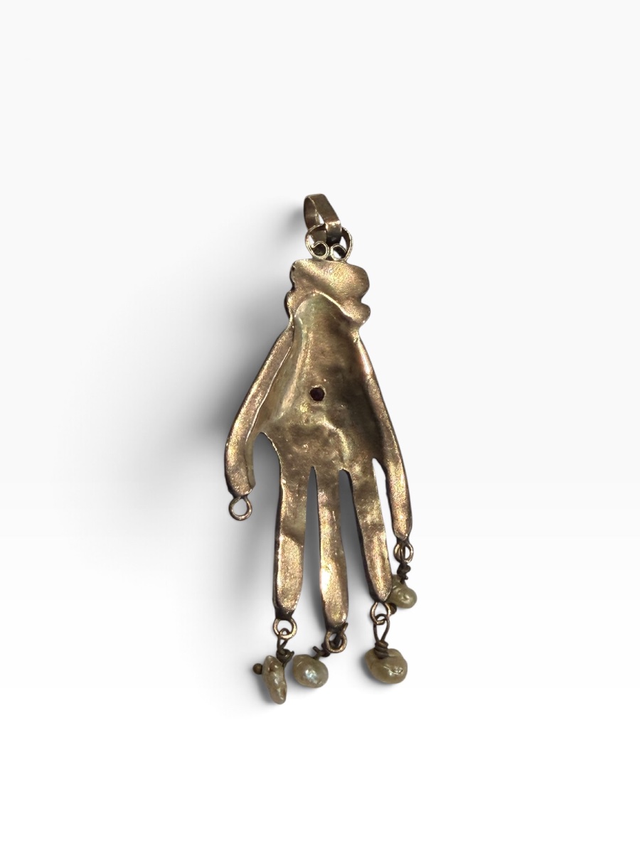 Pendentif Main de Fatma or argent et pierre-photo-1