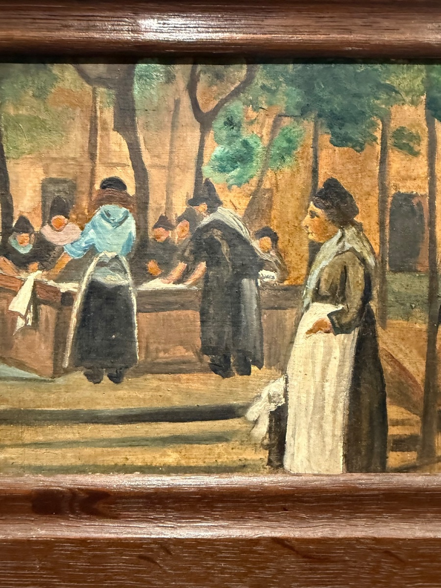 Au lavoir huile sur carton -photo-1