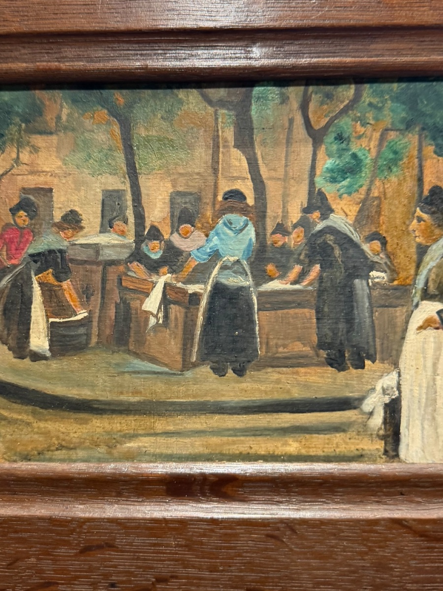 Au lavoir huile sur carton -photo-4