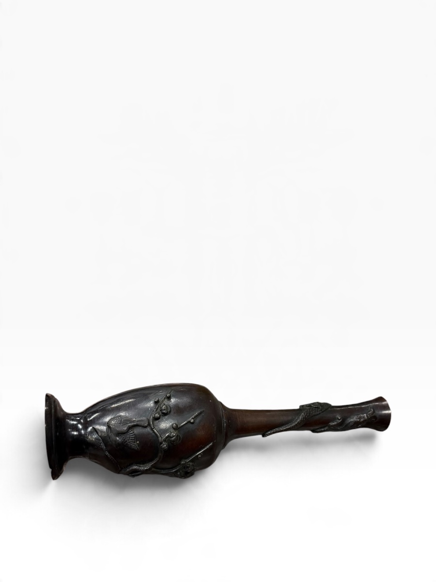 Japon Vase soliflore en bronze dragons-photo-2