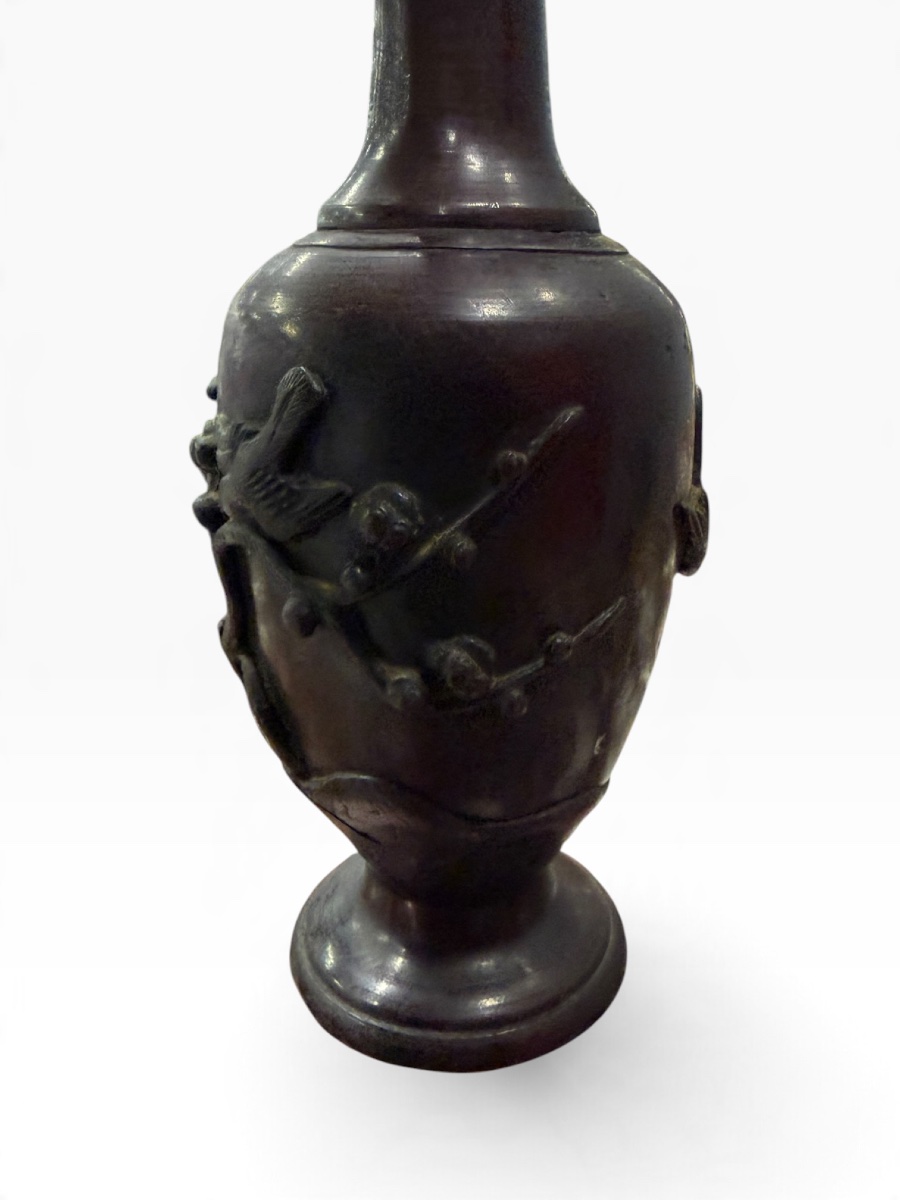 Japon Vase soliflore en bronze dragons-photo-5
