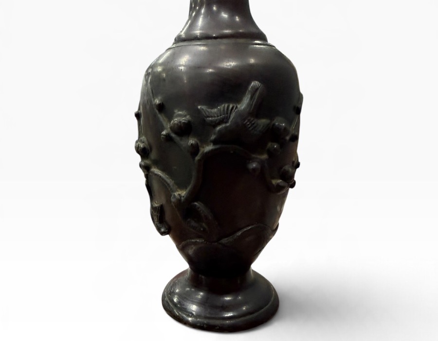 Japon Vase soliflore en bronze dragons-photo-6