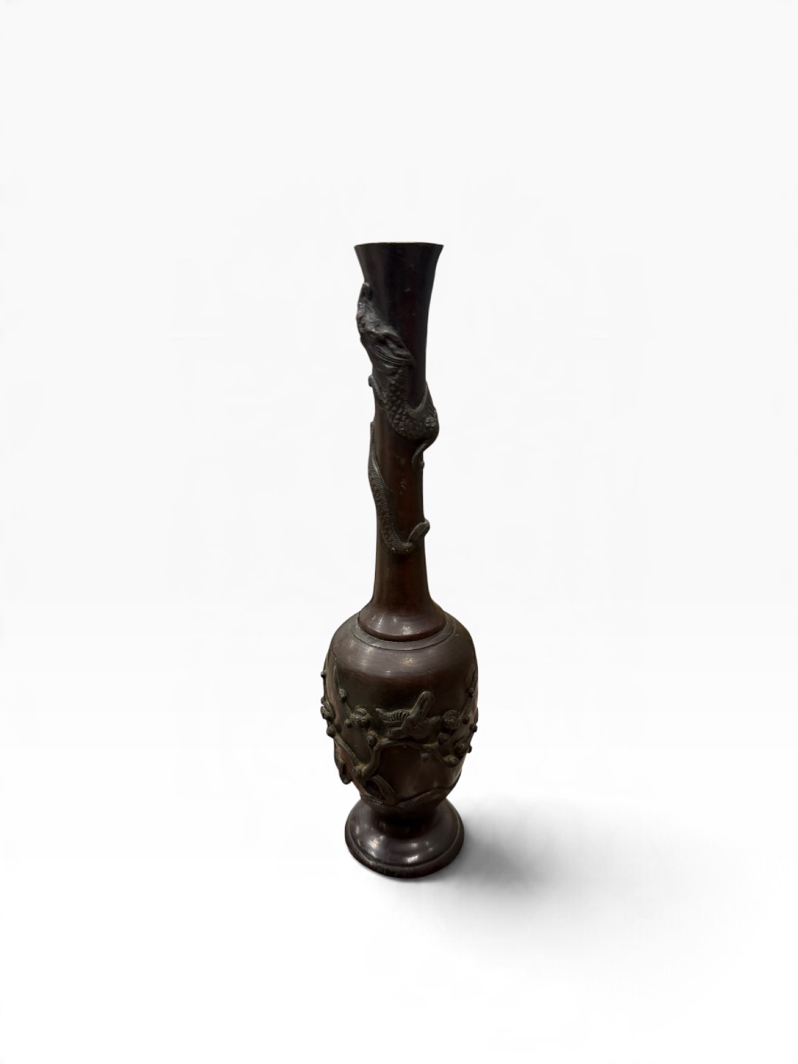 Japon Vase soliflore en bronze dragons