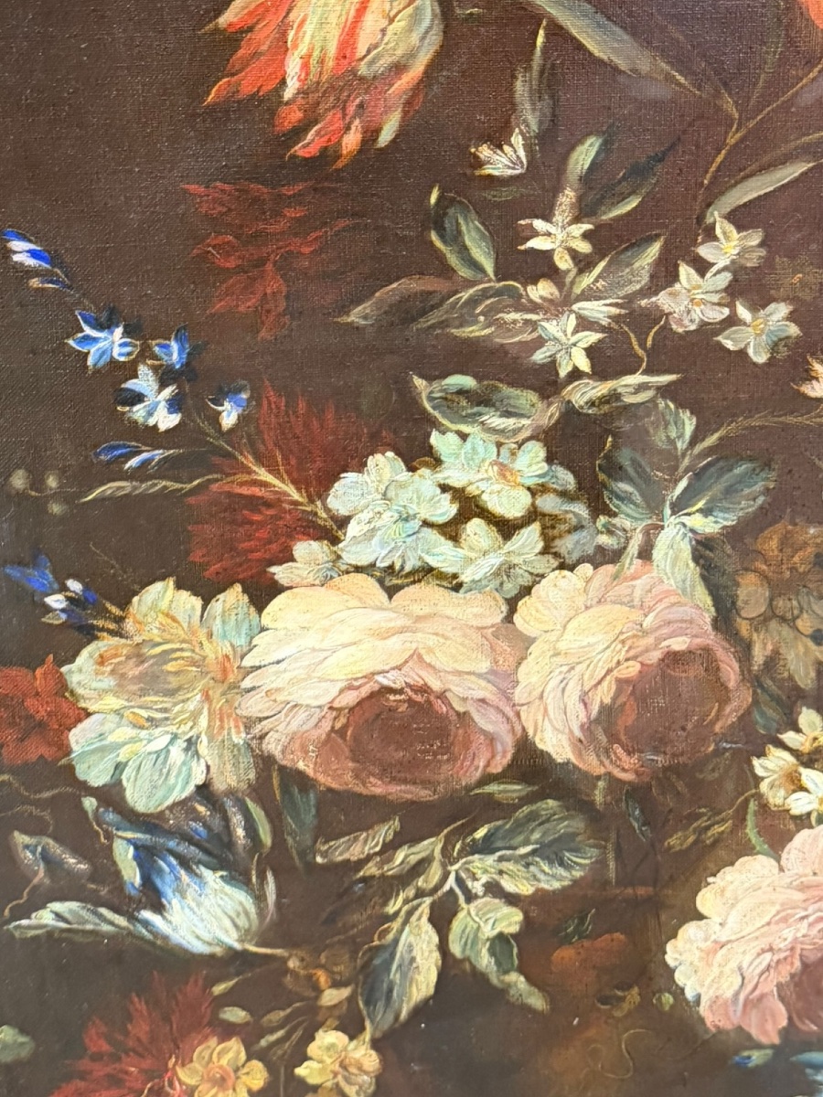 École Hollandaise Paire de natures mortes aux fleurs -photo-3