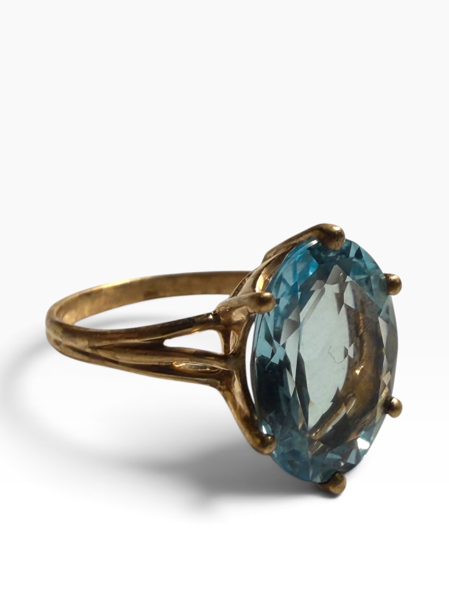 Bague or jaune topaze bleu-photo-1