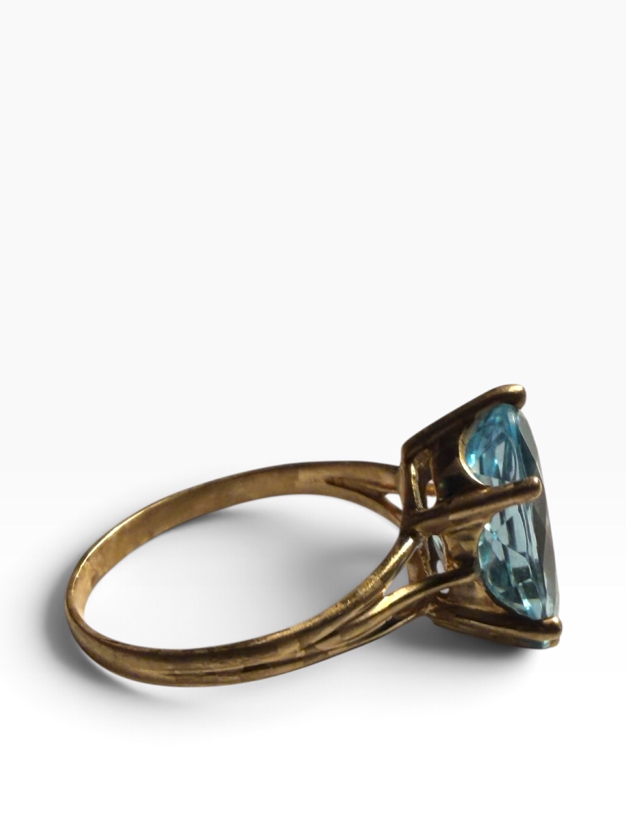 Bague or jaune topaze bleu-photo-2