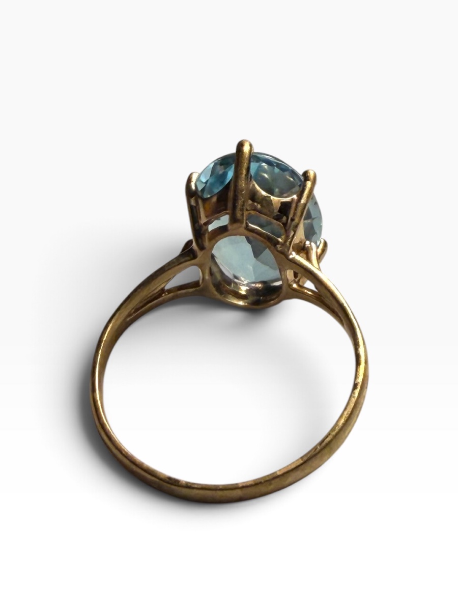 Bague or jaune topaze bleu-photo-3