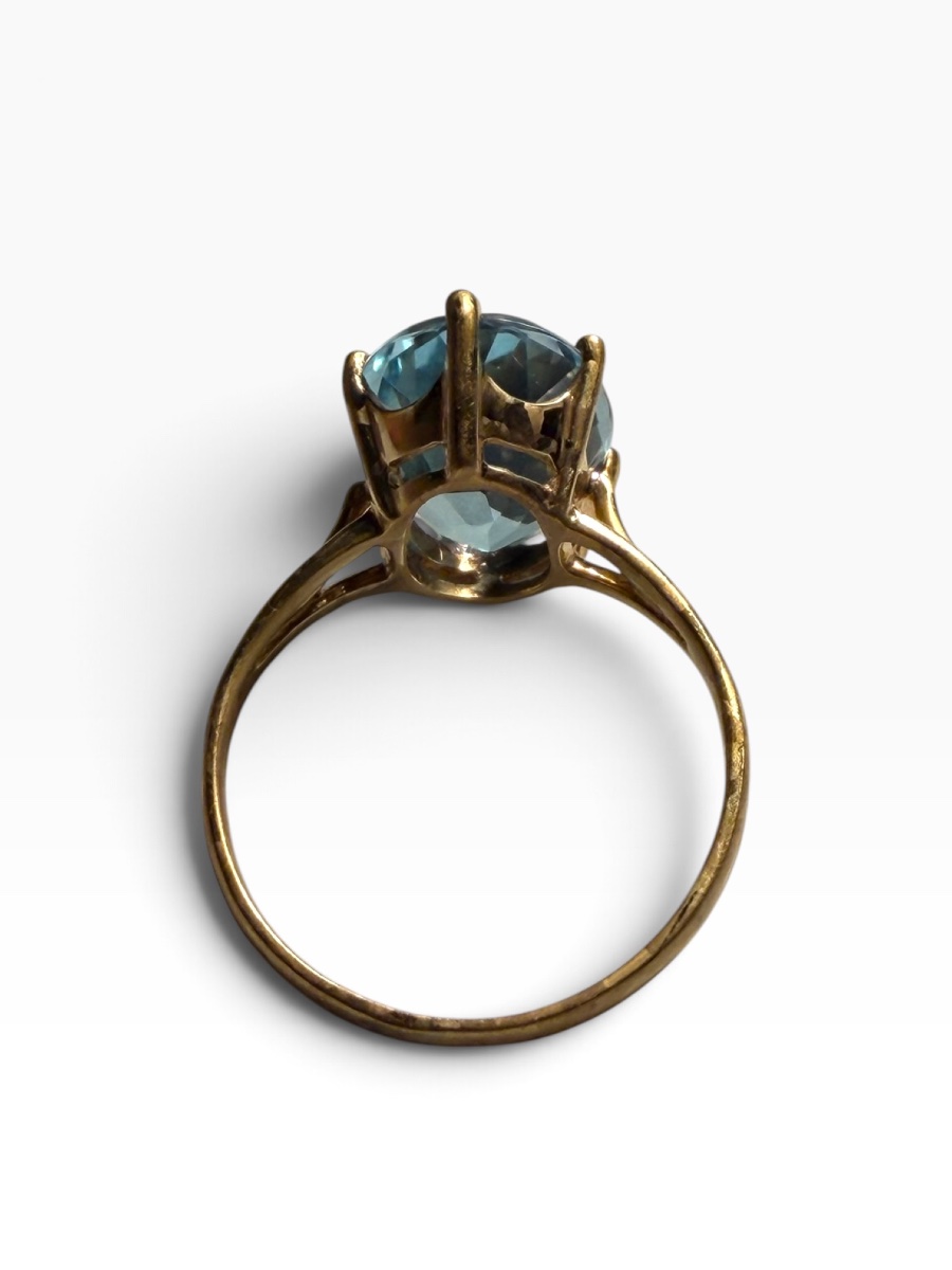Bague or jaune topaze bleu-photo-5