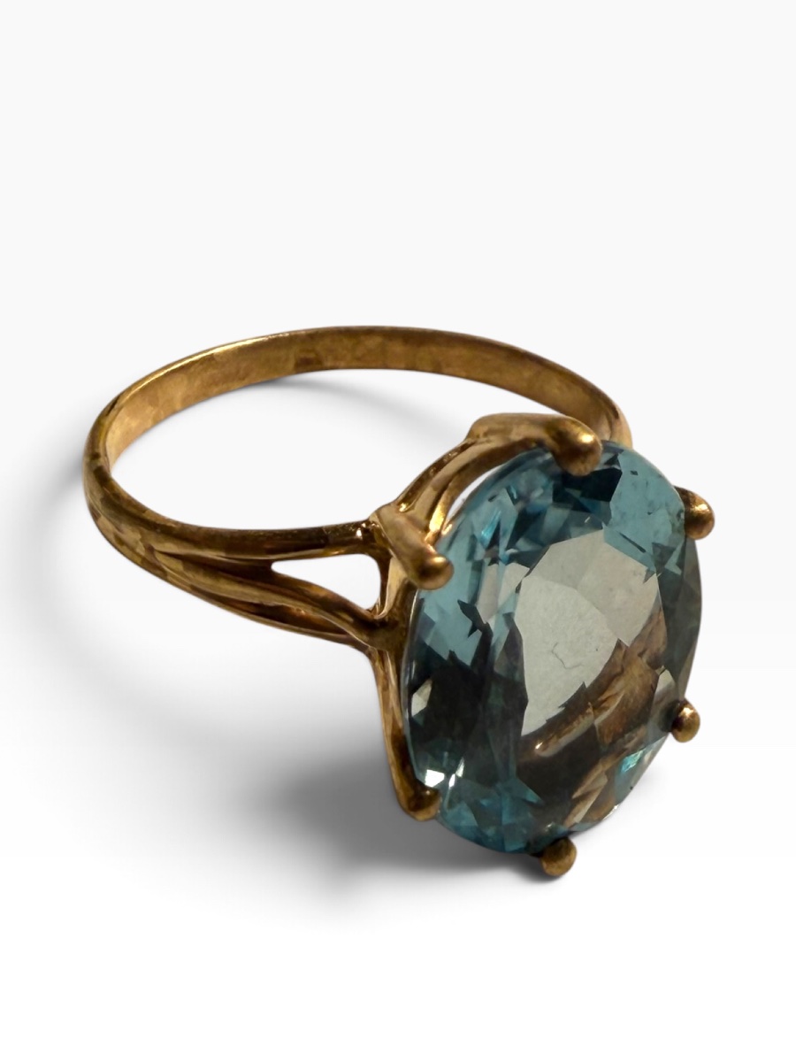 Bague or jaune topaze bleu-photo-7