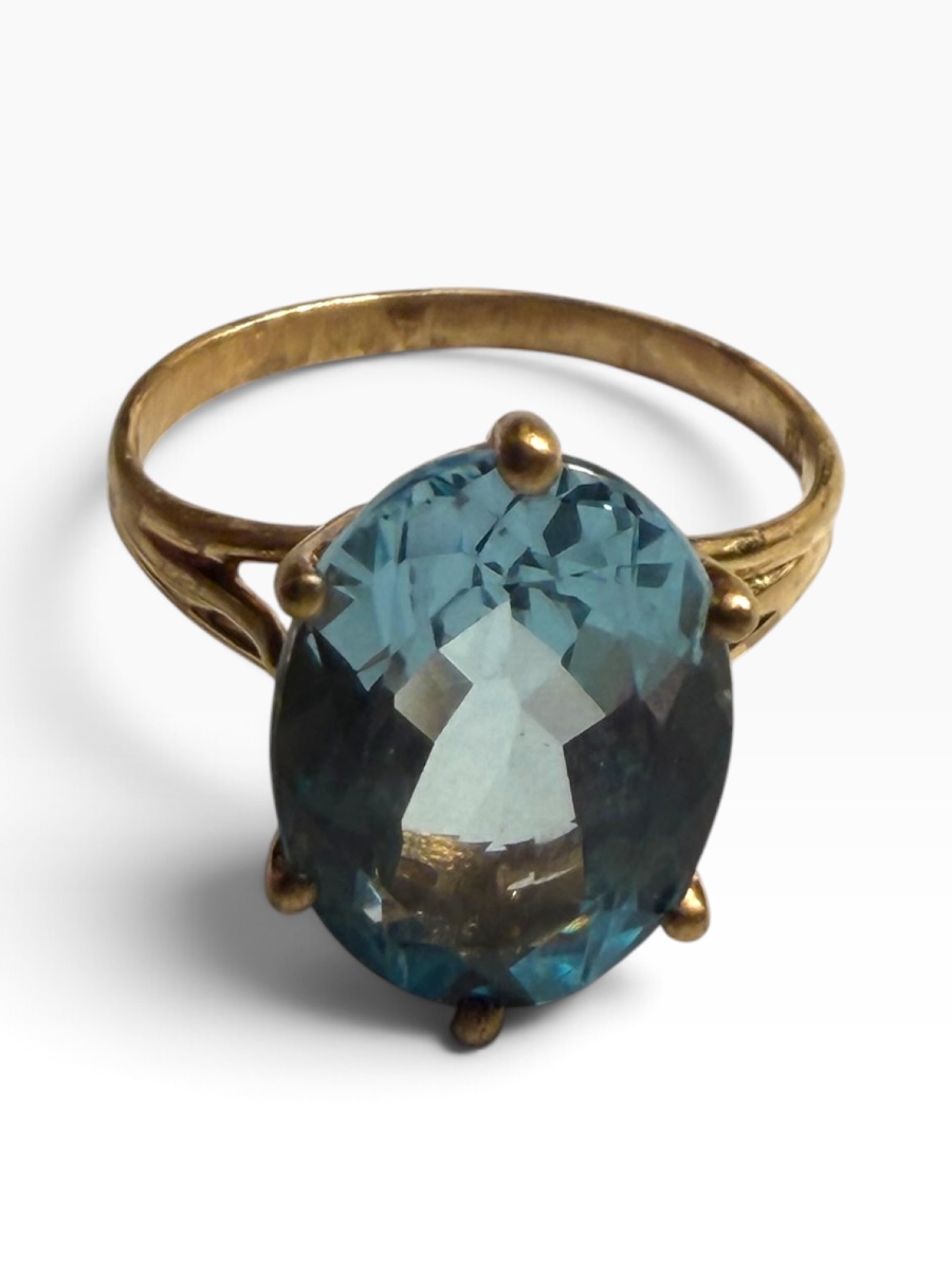 Bague or jaune topaze bleu-photo-8