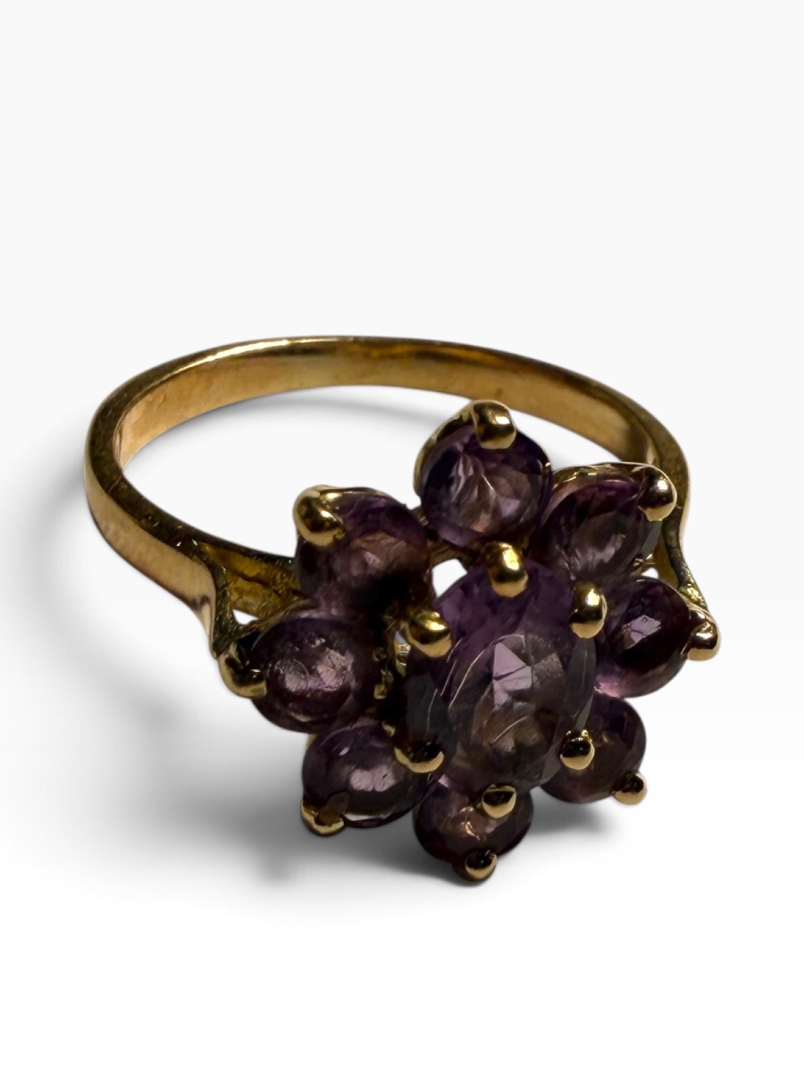 Yellow Gold Daisy Ring With Amethyst-photo-1
