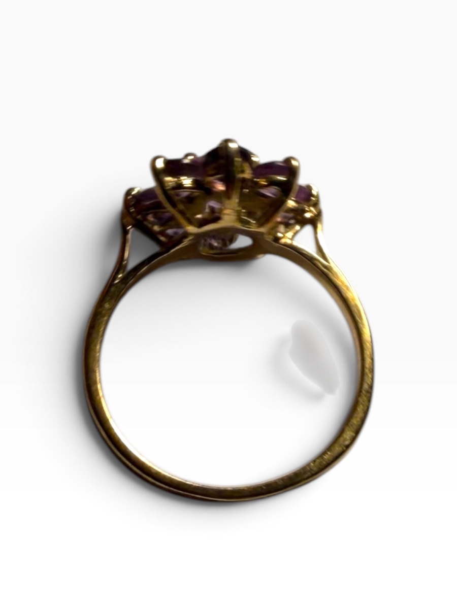 Yellow Gold Daisy Ring With Amethyst-photo-3