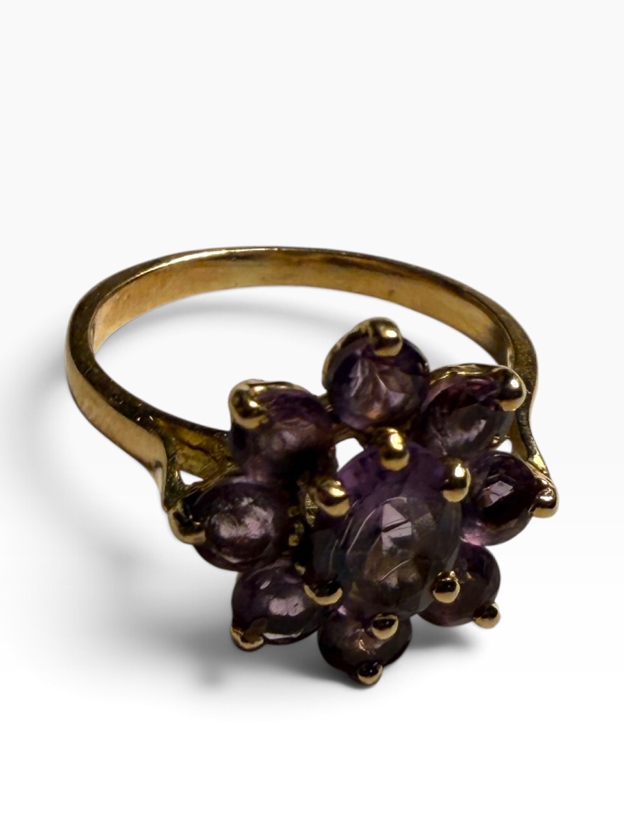 Yellow Gold Daisy Ring With Amethyst-photo-5