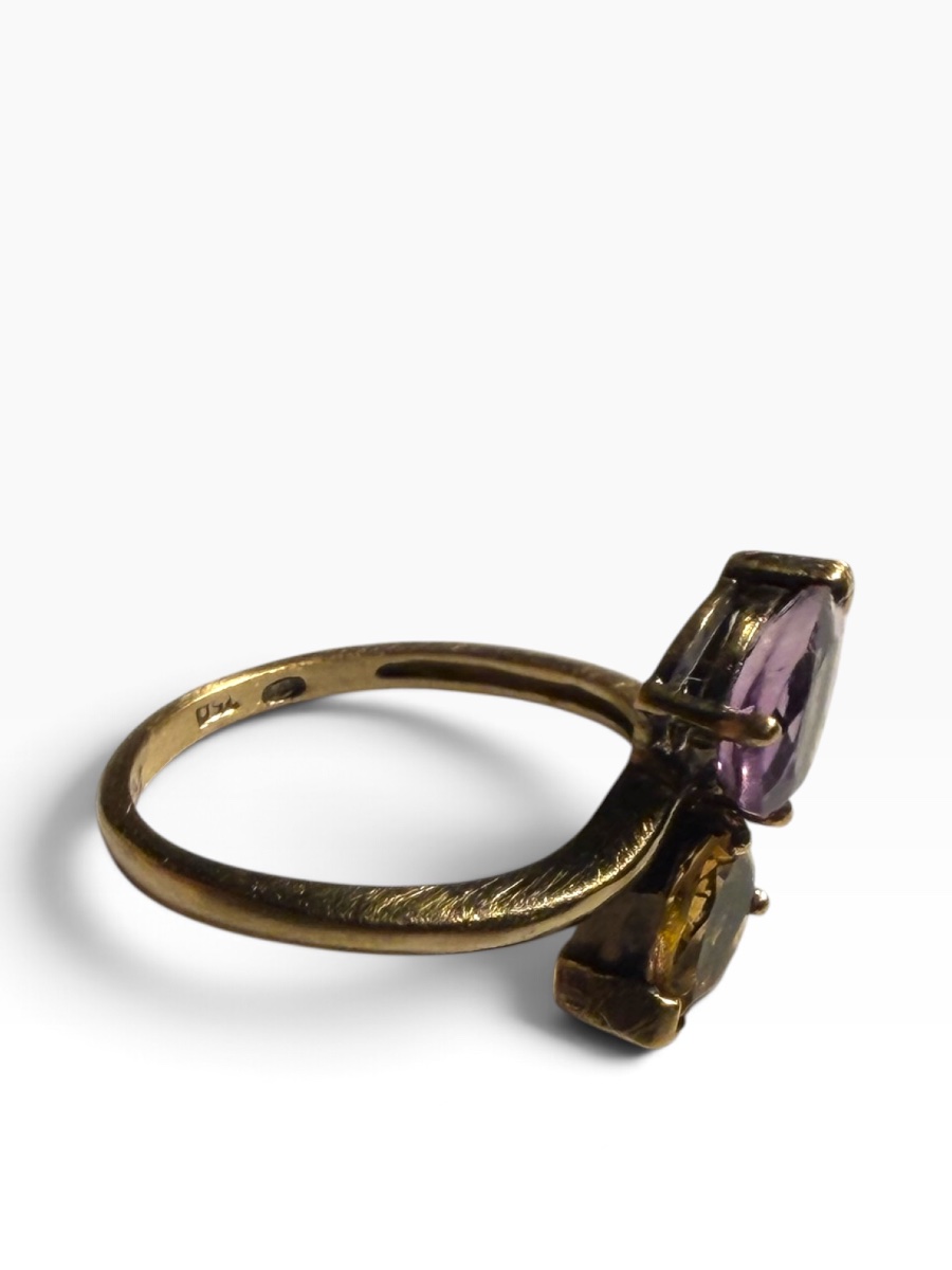 Bague or toi et moi améthyste et topaze-photo-4