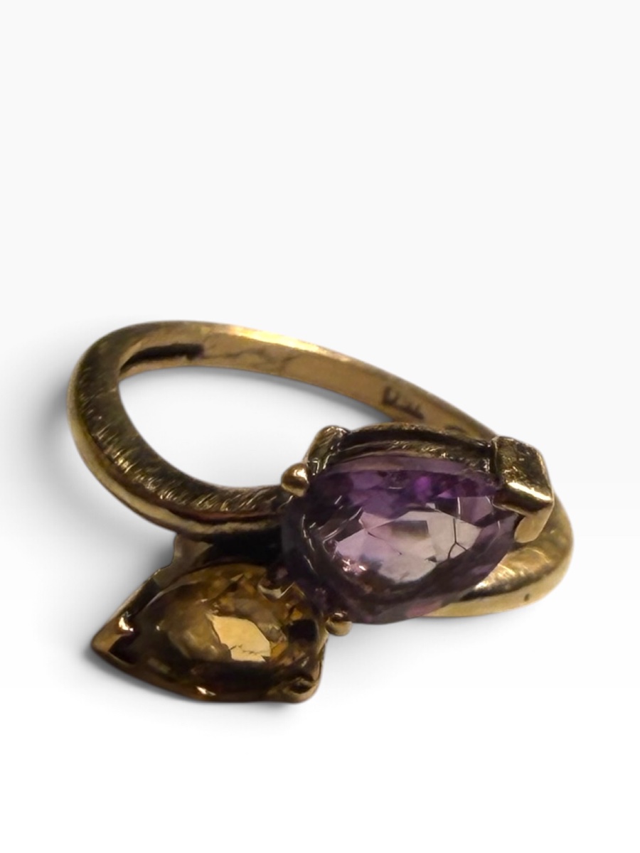 Bague or toi et moi améthyste et topaze-photo-1