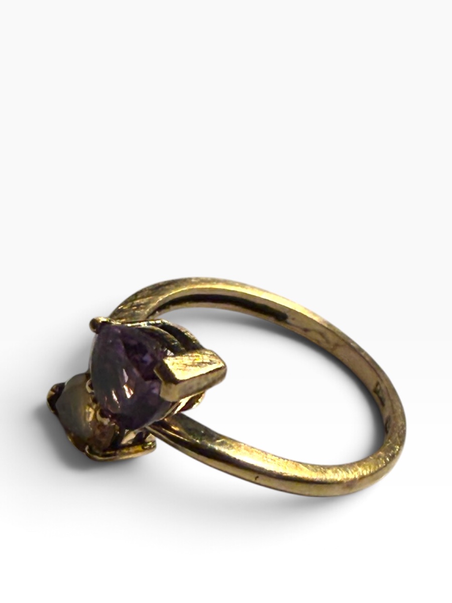 Bague or toi et moi améthyste et topaze-photo-2