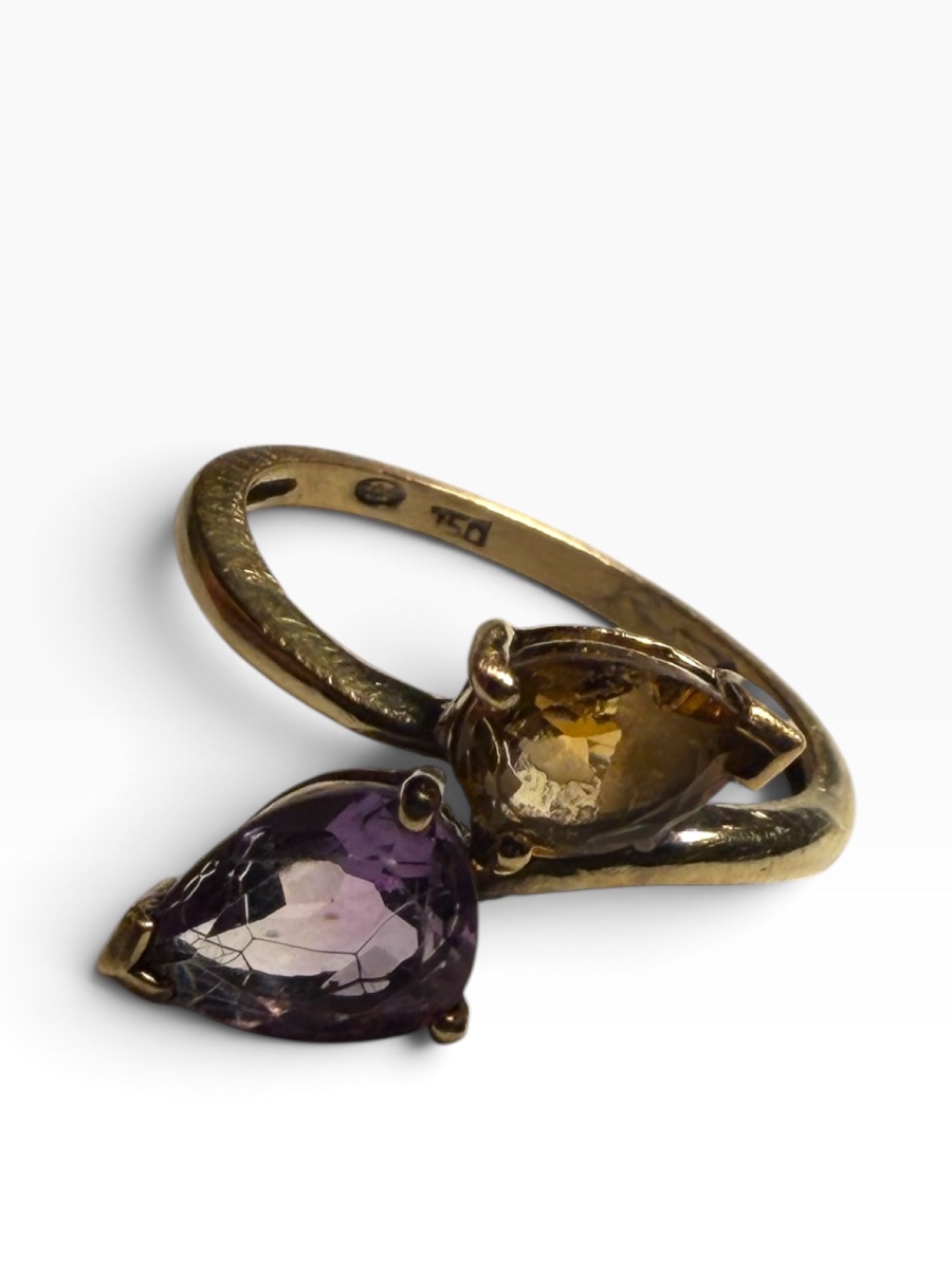 Bague or toi et moi améthyste et topaze-photo-4
