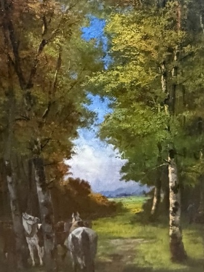 École du XIXeme chevaux dans un bois -photo-3