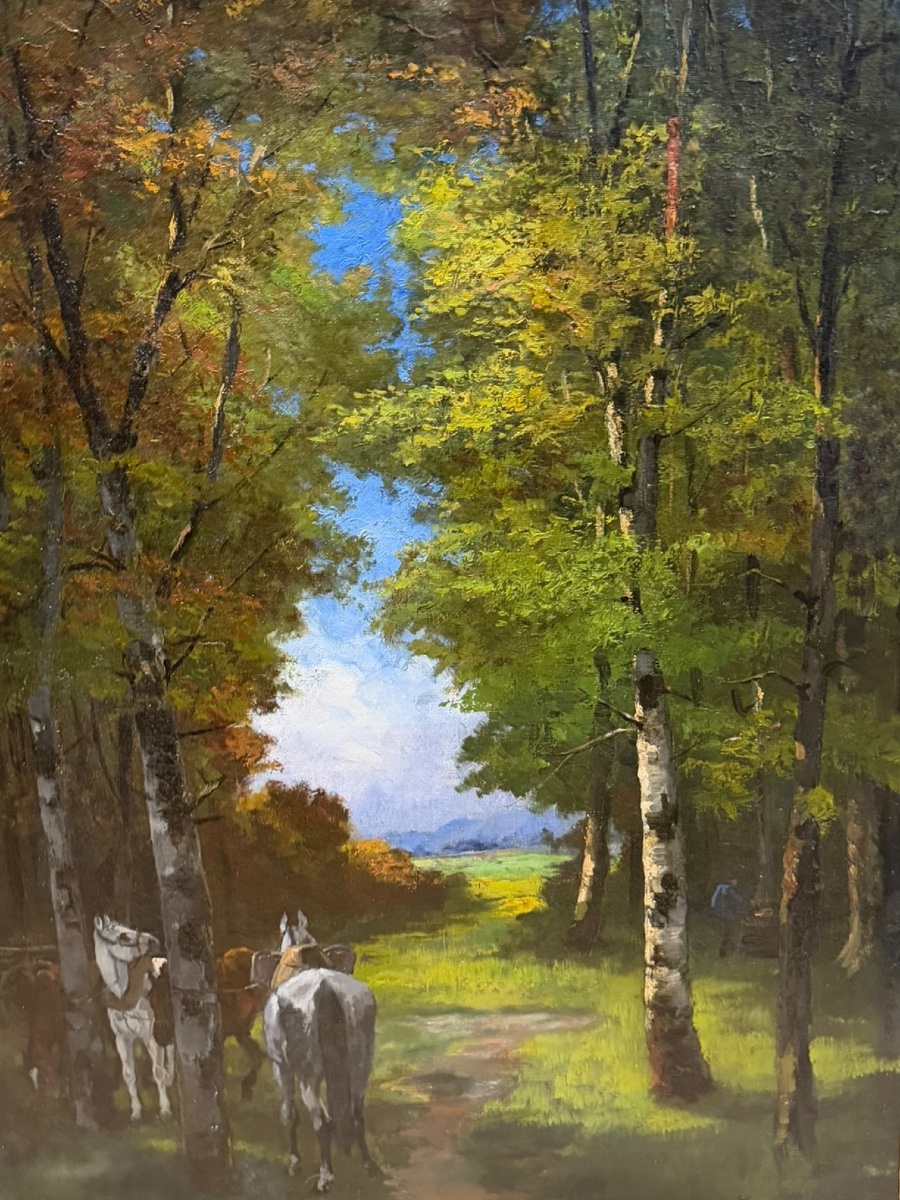 École du XIXeme chevaux dans un bois -photo-3