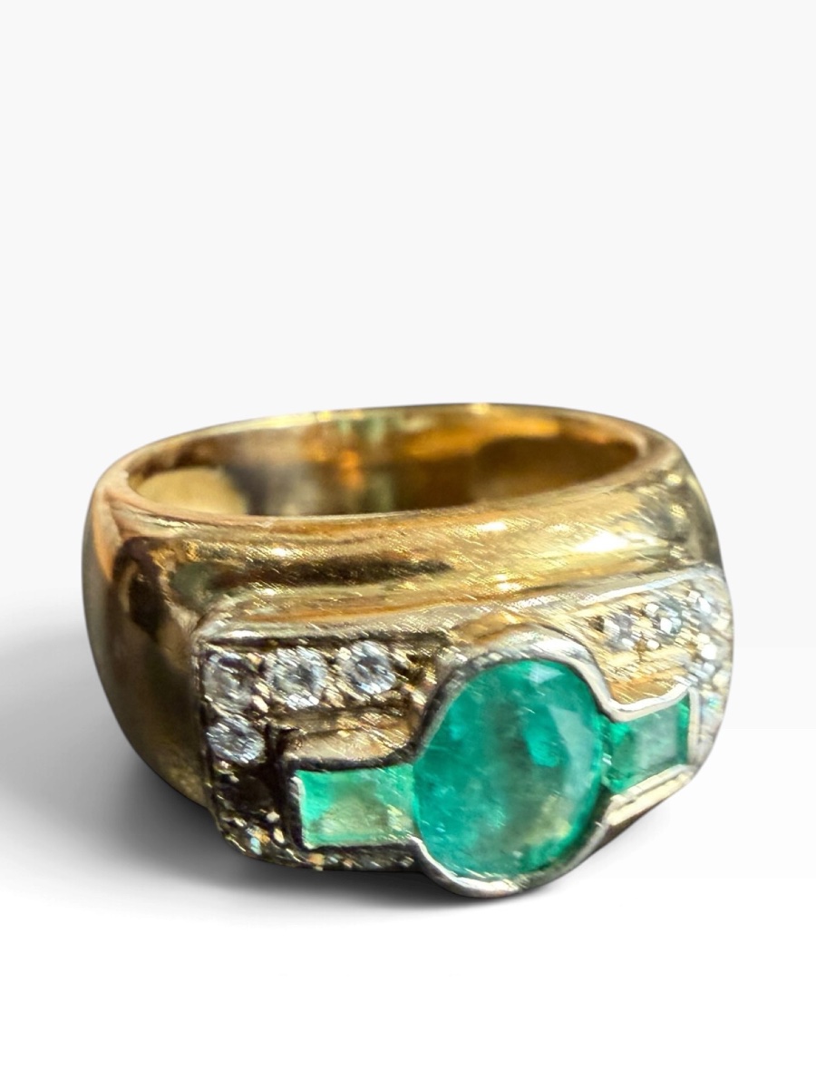 Bague art deco émeraude et brillants-photo-5