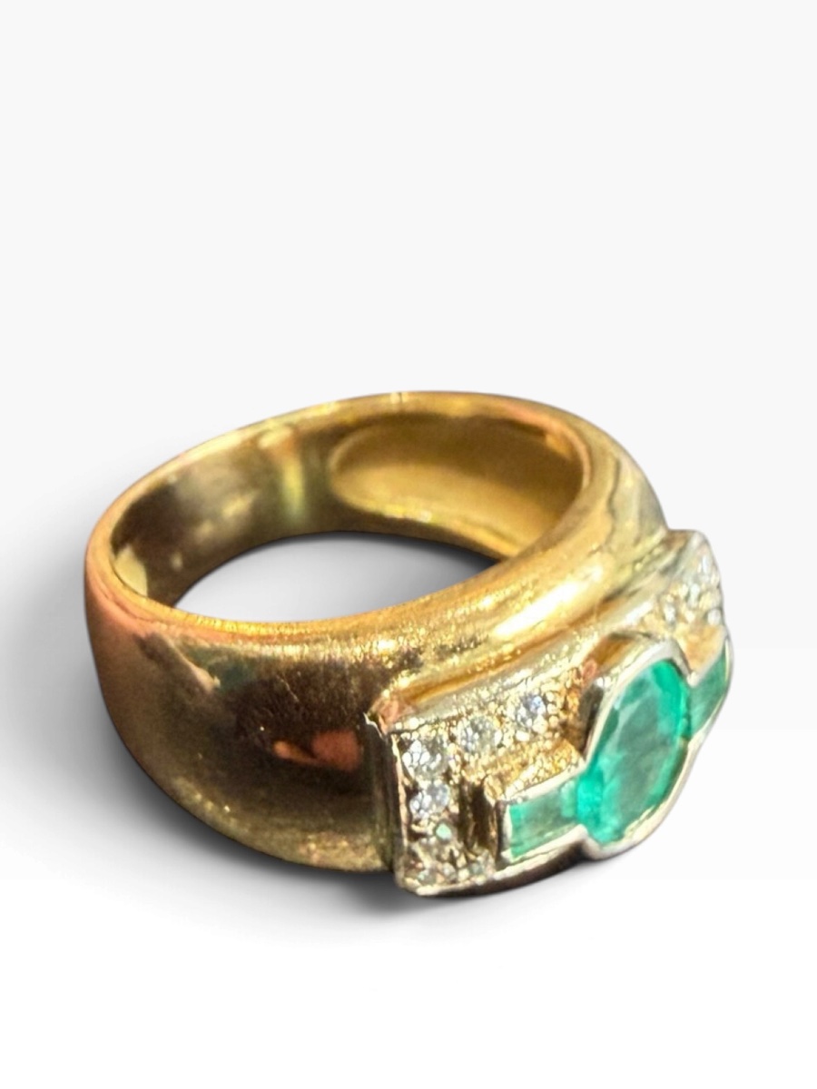 Bague art deco émeraude et brillants-photo-6