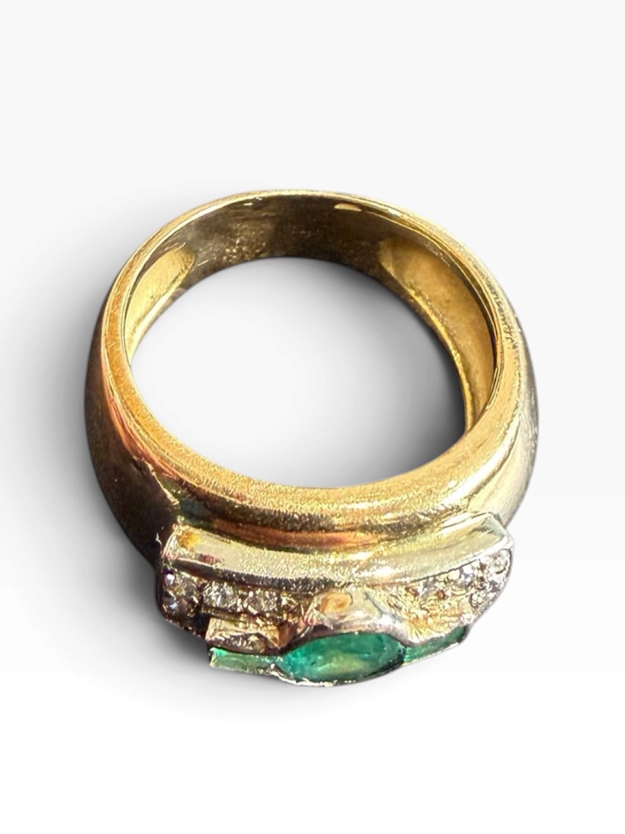 Bague art deco émeraude et brillants-photo-7