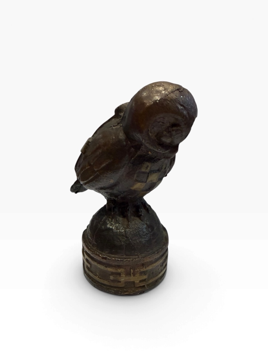 Franc-maçonnerie chouette en bronze -photo-2