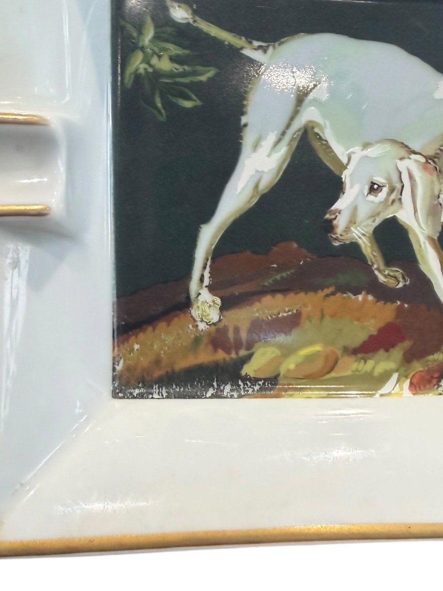 Hermès Paris Porcelain Ashtray With Dog Design-photo-6