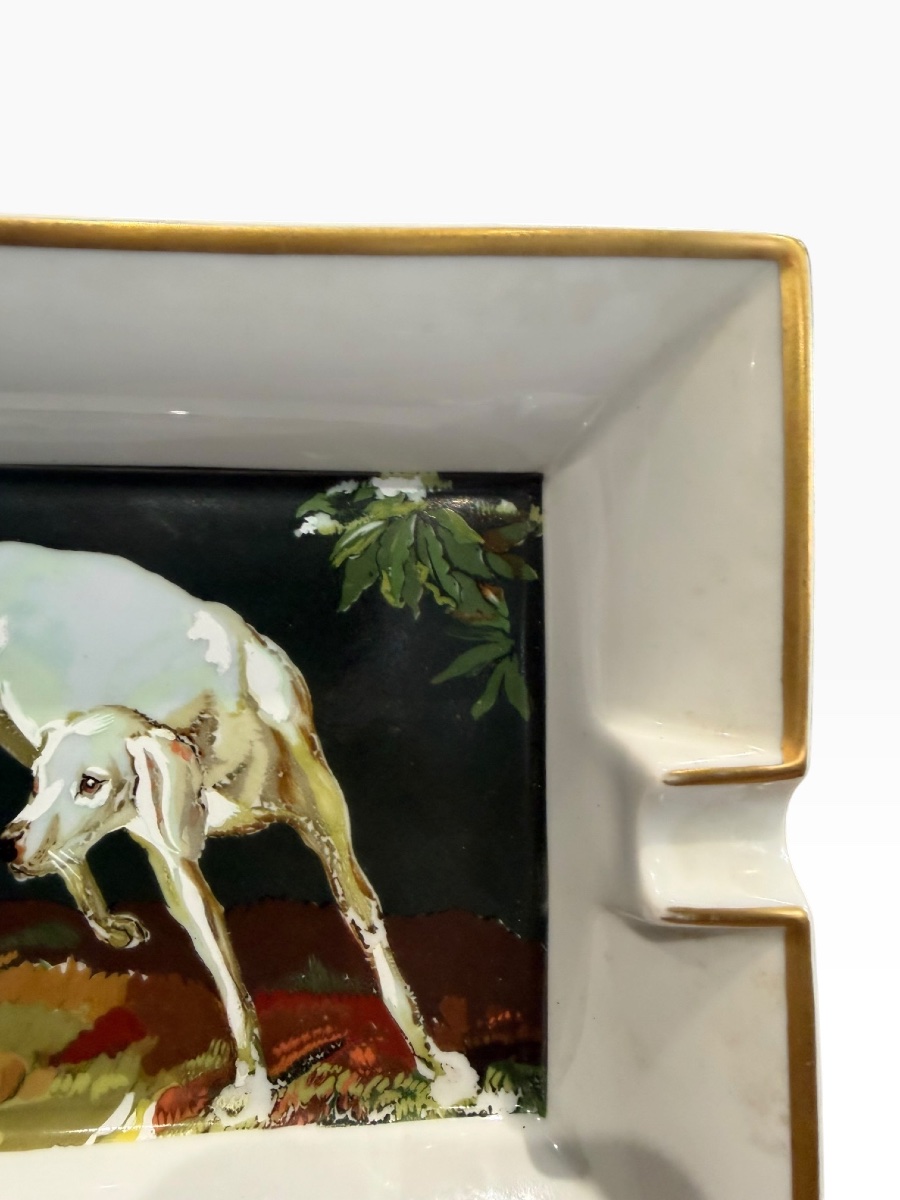 Hermès Paris Porcelain Ashtray With Dog Design-photo-8