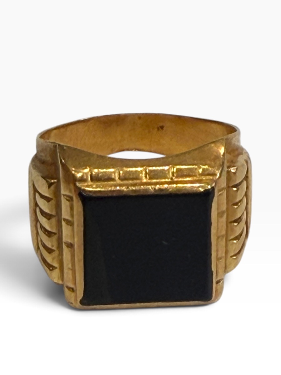 Chevalière or art deco onyx noir-photo-2