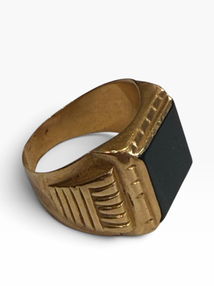 Chevalière or art deco onyx noir-photo-3