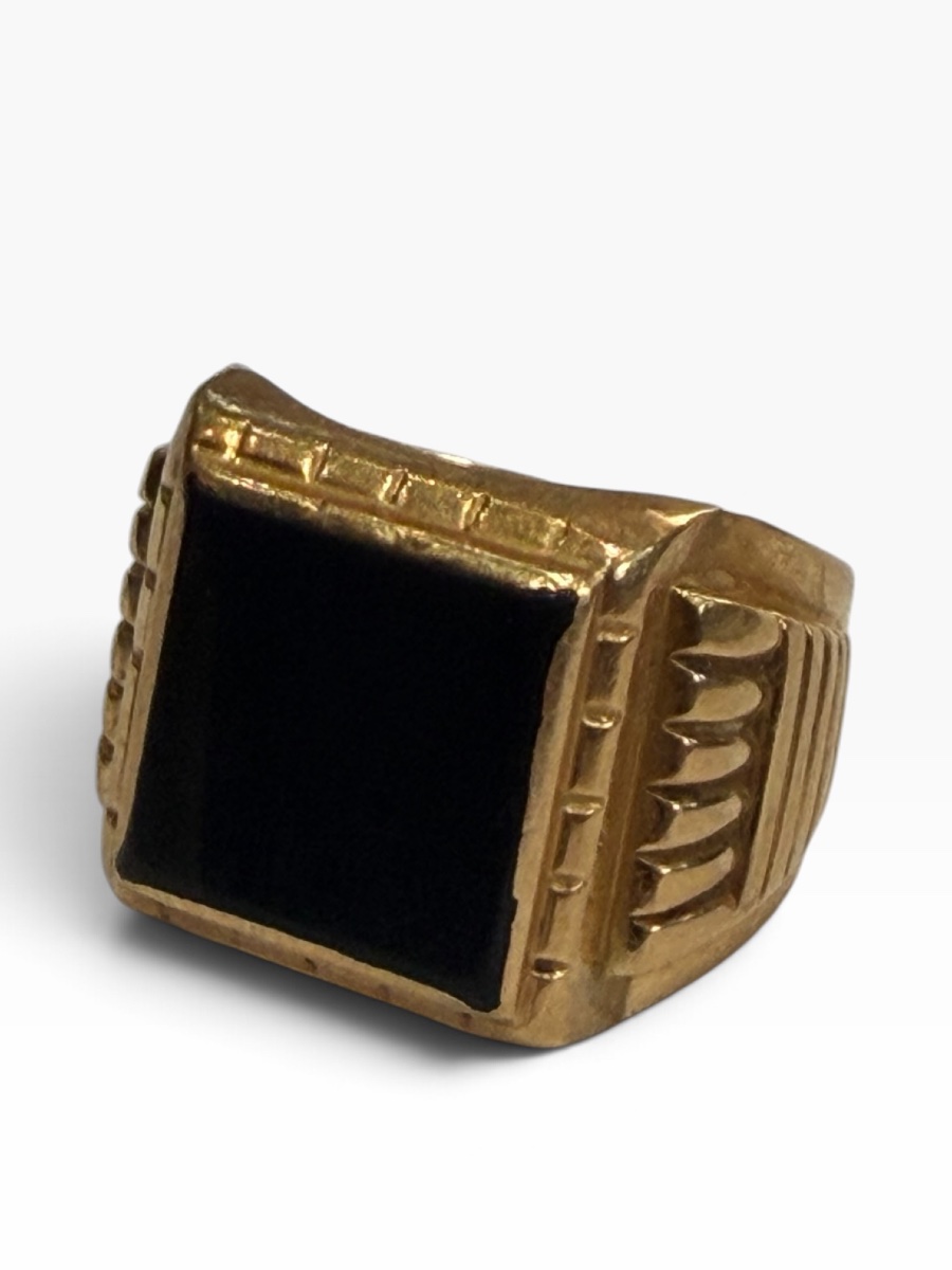Chevalière or art deco onyx noir-photo-1