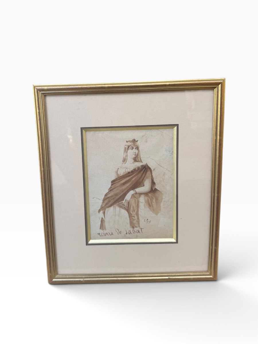 Constantin Guys, *the Queen Of Sheba*, Wash Drawing-photo-2