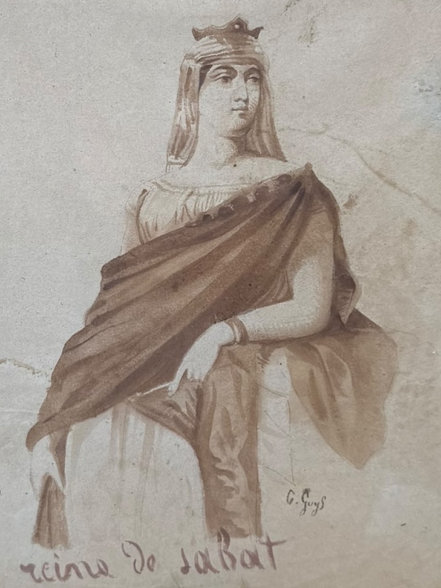 Constantin Guys, *the Queen Of Sheba*, Wash Drawing-photo-6