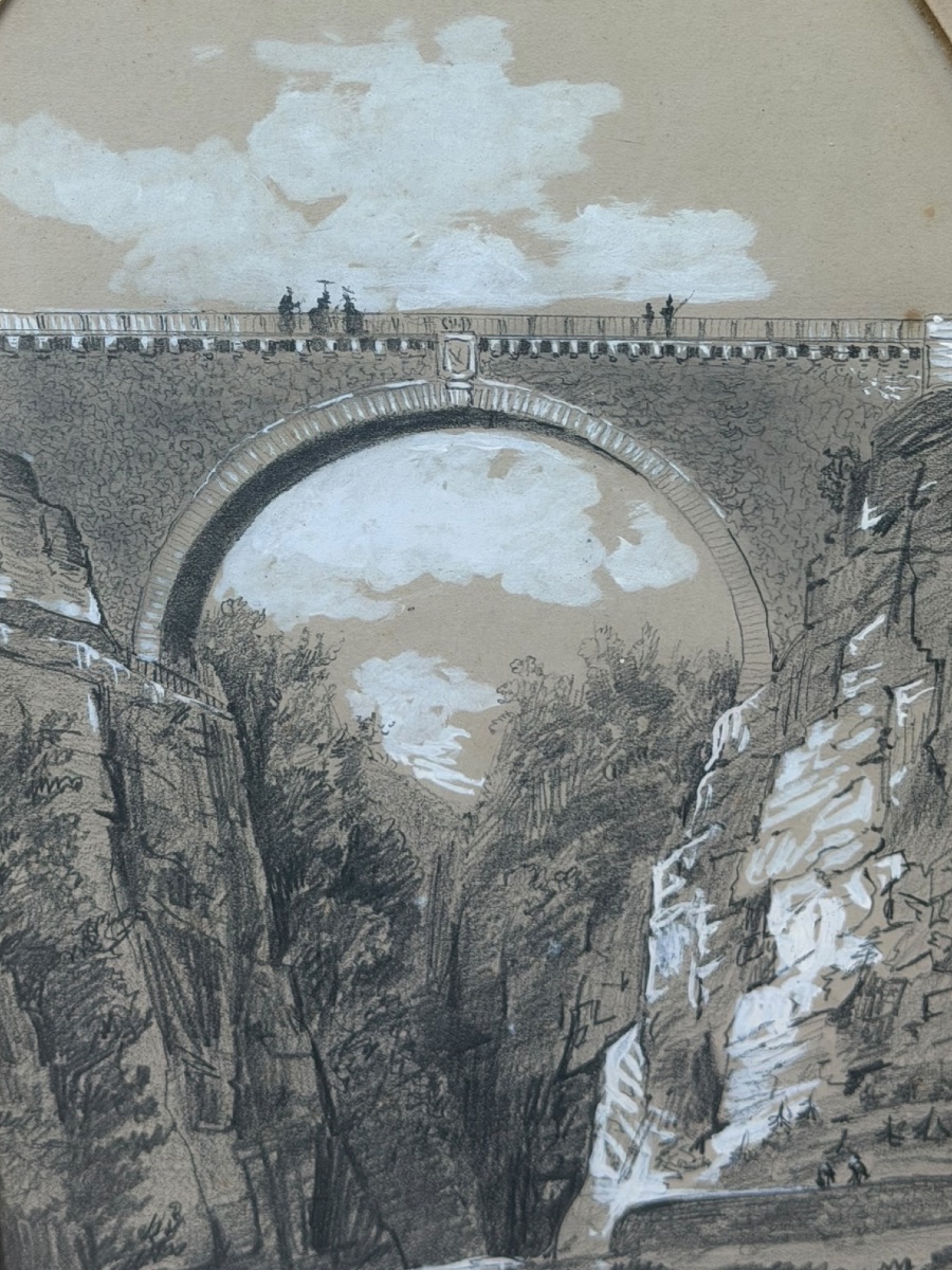 A. Devienne Le pont Napoléon dessin XIXeme-photo-2