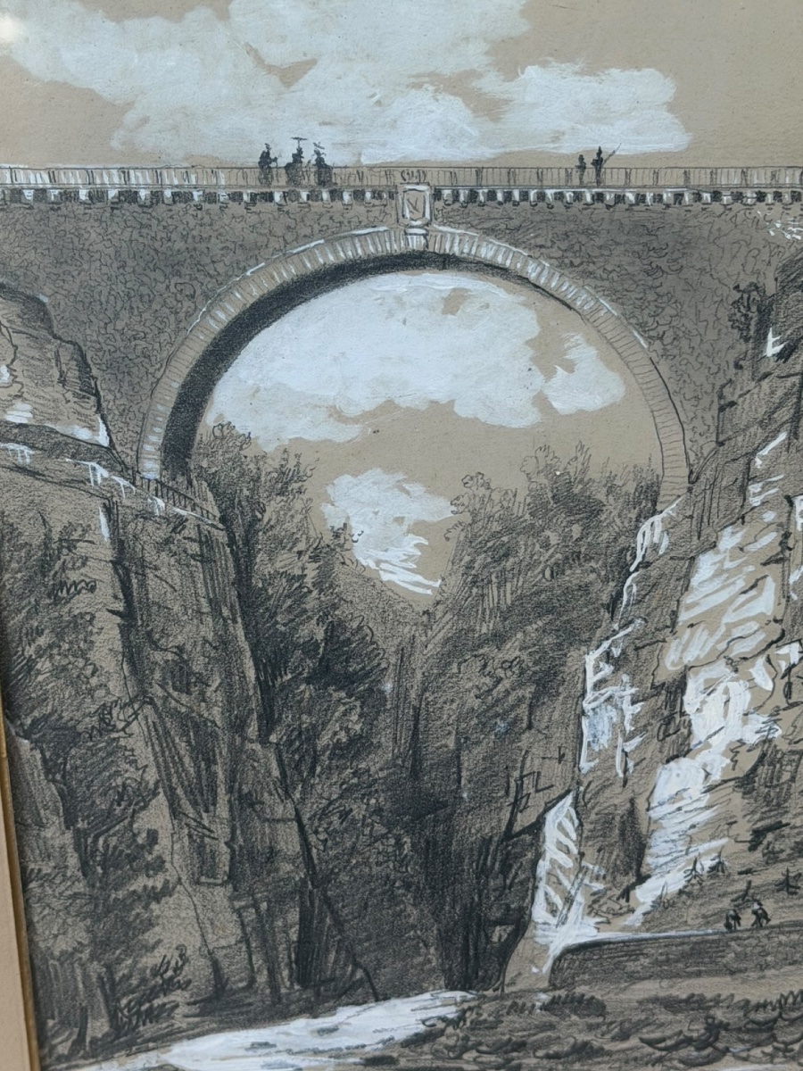 A. Devienne Le pont Napoléon dessin XIXeme-photo-3