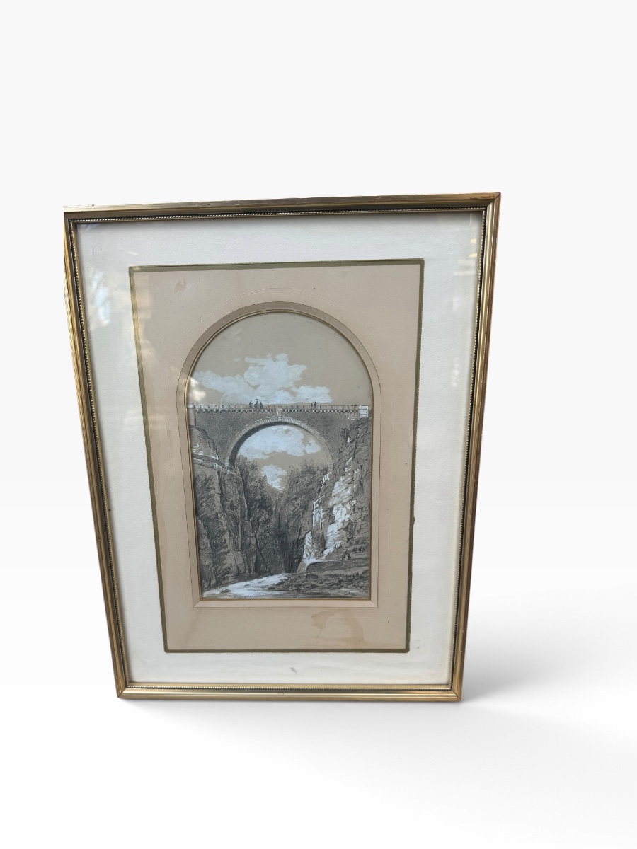 A. Devienne Le pont Napoléon dessin XIXeme-photo-1