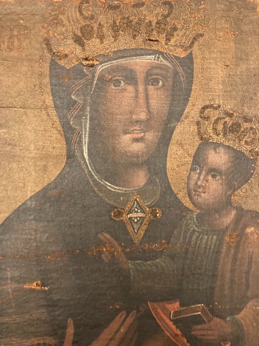 Vierge en Majesté, Huile sur toile, début XVIIIème-photo-2