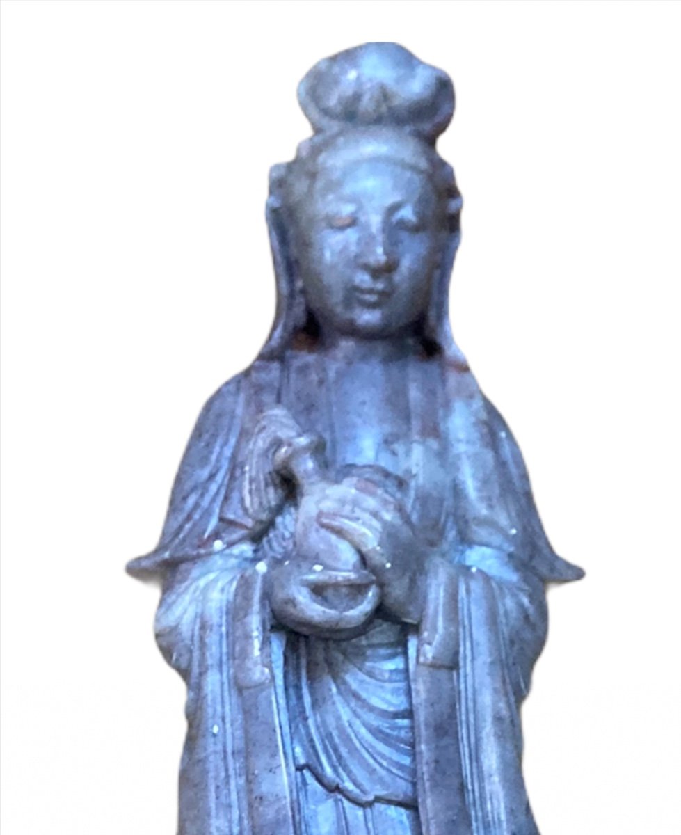 Chinese Guanyin In Soapstone-photo-5