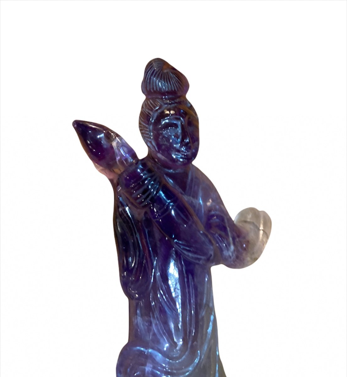Chinese Statuette In Amethyst -photo-4