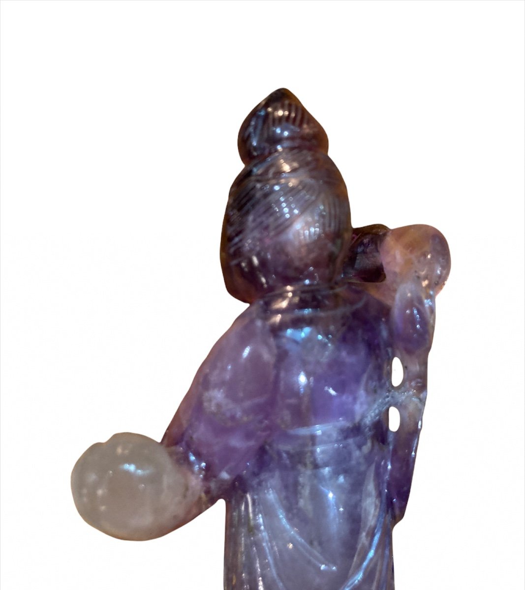 Chinese Statuette In Amethyst -photo-5