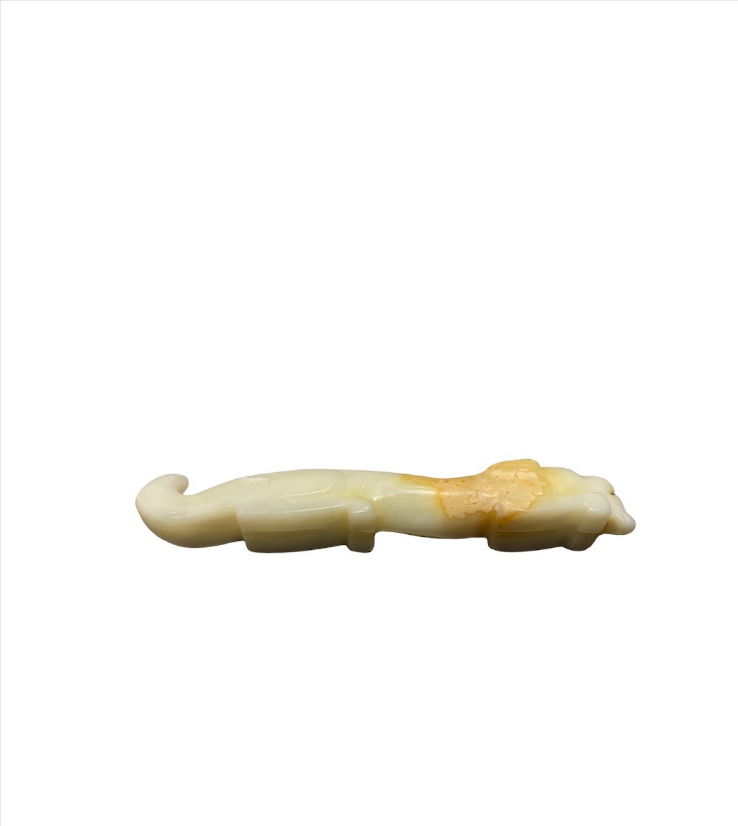 Chinese Fibula In White Nephrite Jade Representing A Dragon-photo-4