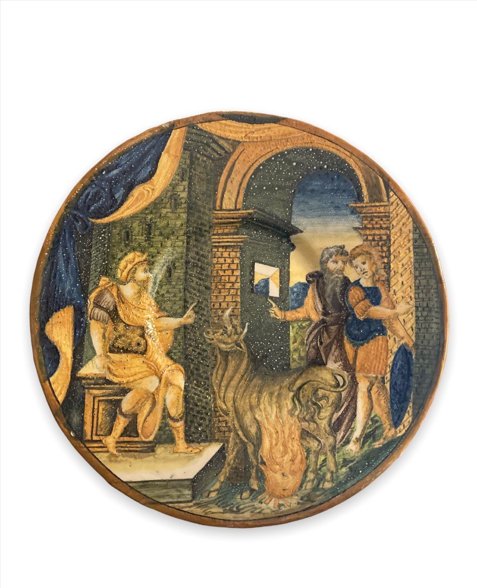  In The Style Of Urbino Circular Shaped Dish In Earthenware With Umbilical Polychrome Decor